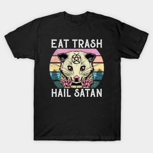 Eat Trash Hail Satan T-Shirt I Satanic Raccoon T-Shirt